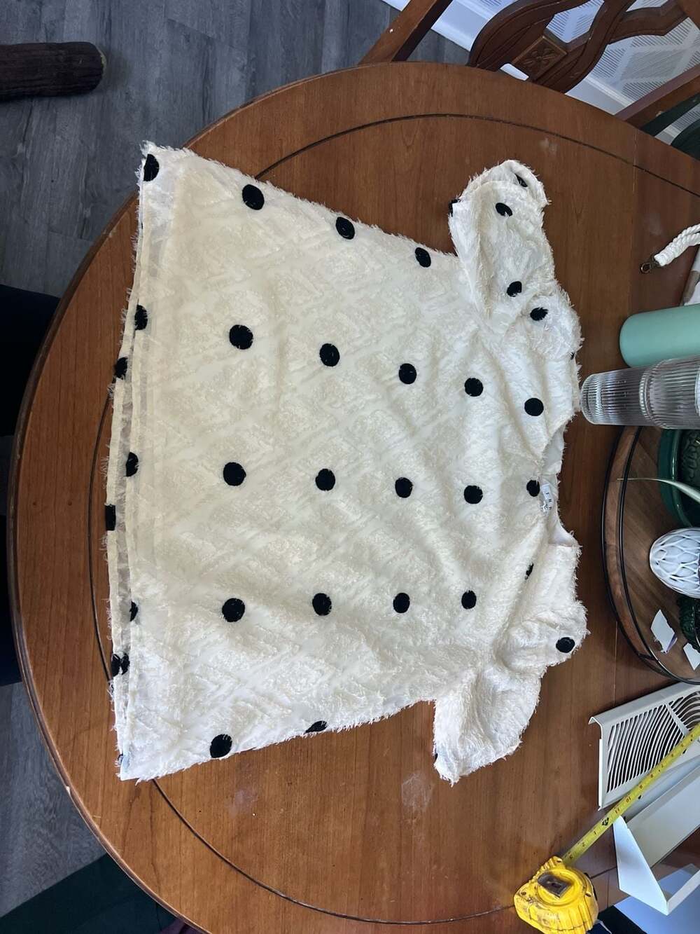 THML Cream & Black Polka Dot Eyelash Textured Short Sleeve Top Size XS